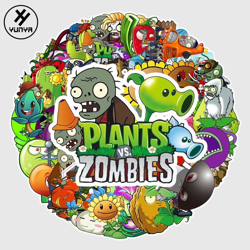 Set 50 Nhãn Dán Trang Trí Hình Plants Vs. Zombies