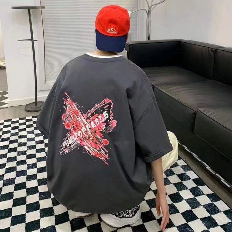 Áo Thun Nam Tay Ngắn Dáng Rộng In Hình Thời Trang Mỹ 2022