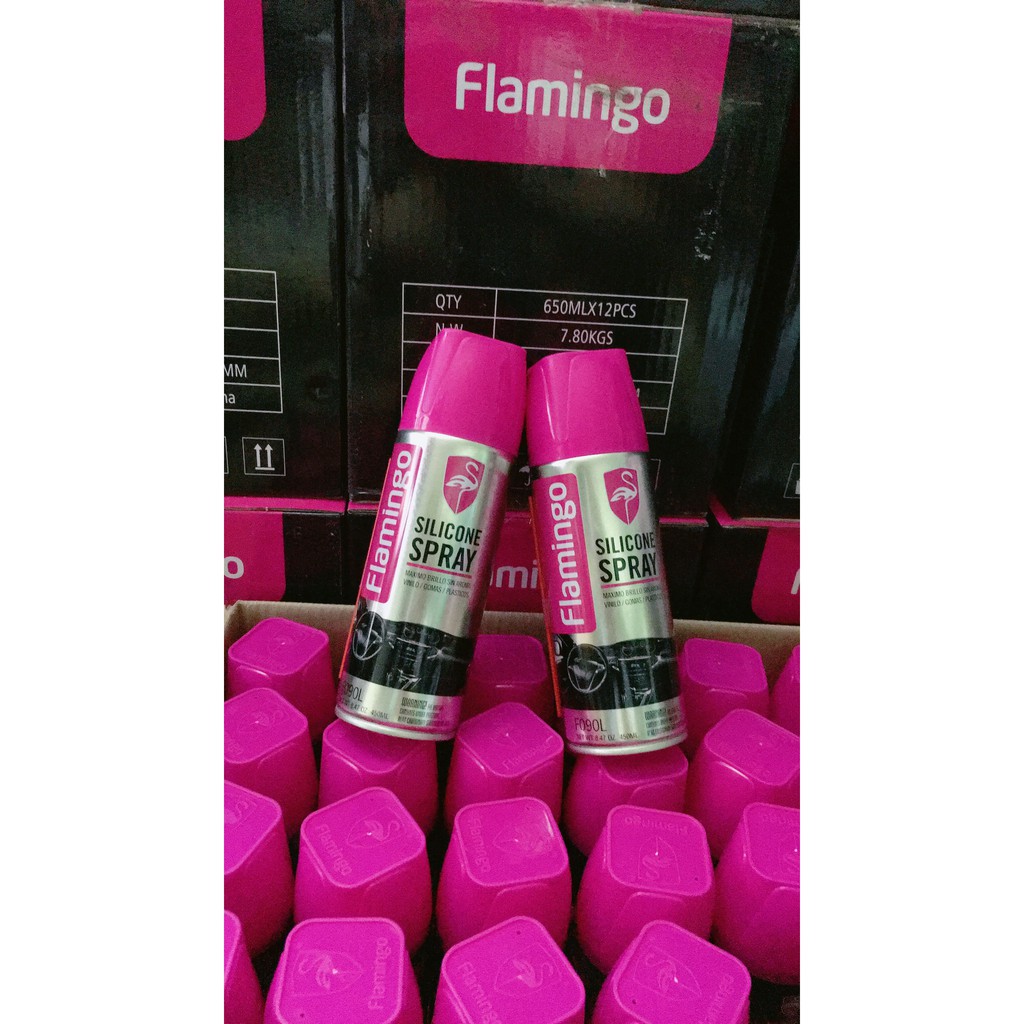 Bình xịt bọt Flamingo Silicone Spray F090L Hương Chanh - Đánh bóng đồ da và gỗ trên ô tô