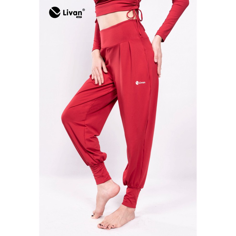 Bộ đồ tập nữ yoga croptop dài tay quần alibaba cao cấp Livan LV20212299