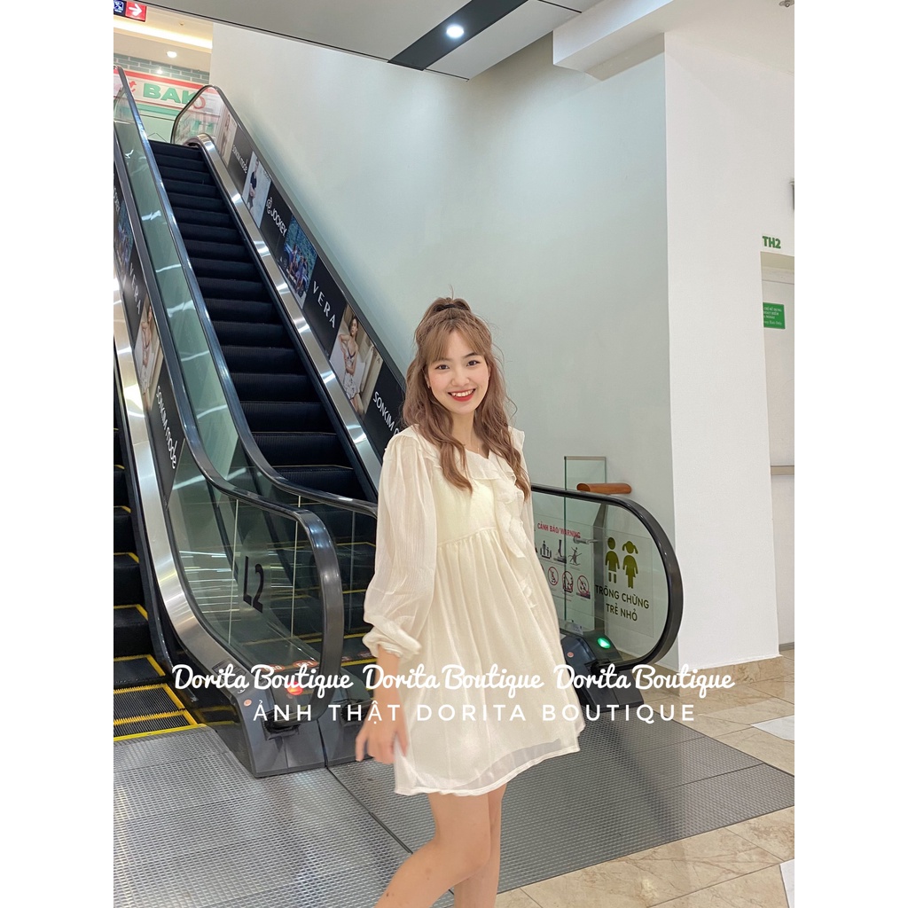 Váy áo babydoll voan tơ viền bèo Hàn Quốc, Váy áo voan tơ bèo rủ tiểu thư - Dorita Boutique