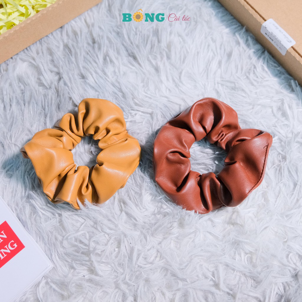 Dây buộc tóc scrunchies chất liệu da đường kính 11cm SR10 - scrunchies BÔNG Cài Tóc