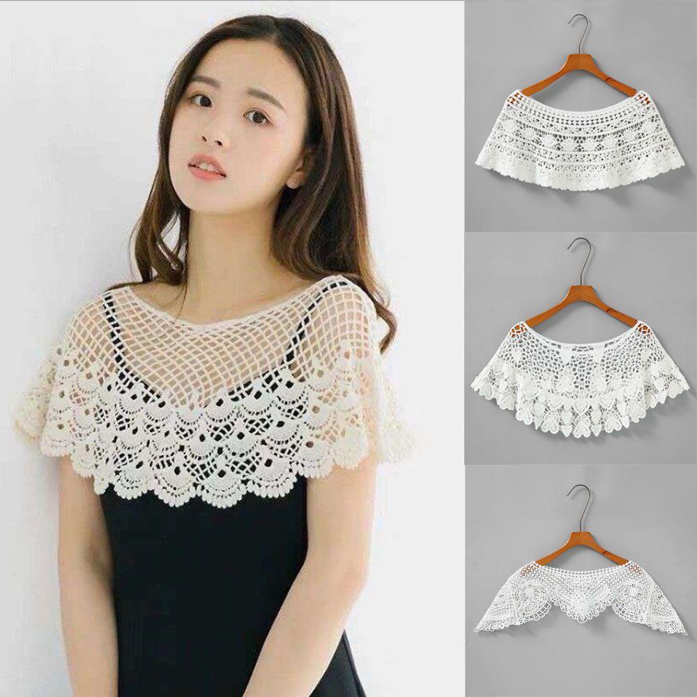 Áo Khoác Poncho Ren Rỗng Dáng Ngắn