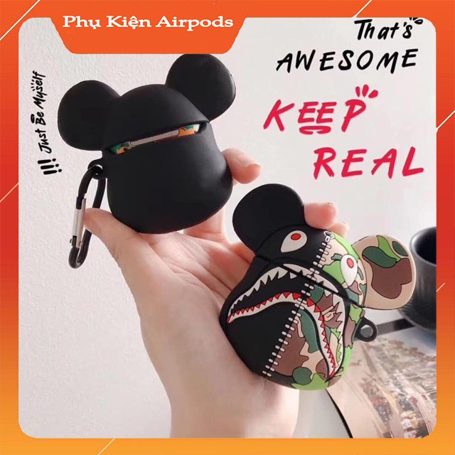 Case Airpods - Ốp Airpods 1/2/3  - Bearbrick camo