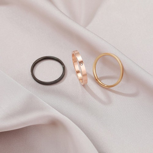 Bộ 3 Chiếc Nhẫn 3 Màu Titan Ko Đen TT 3337