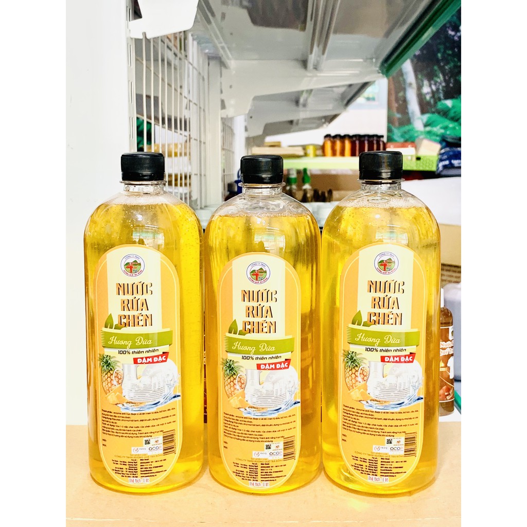 Rửa Chén Hương Dứa 1 Lít Hương Quế Trà Bồng An Toàn Cho Da Tay, Sạch Vết Bẩn