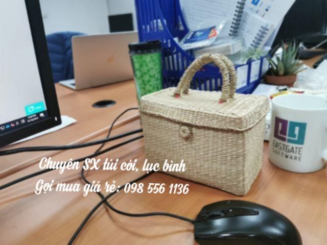 Hộp cói, Túi cói vuông có quai xách