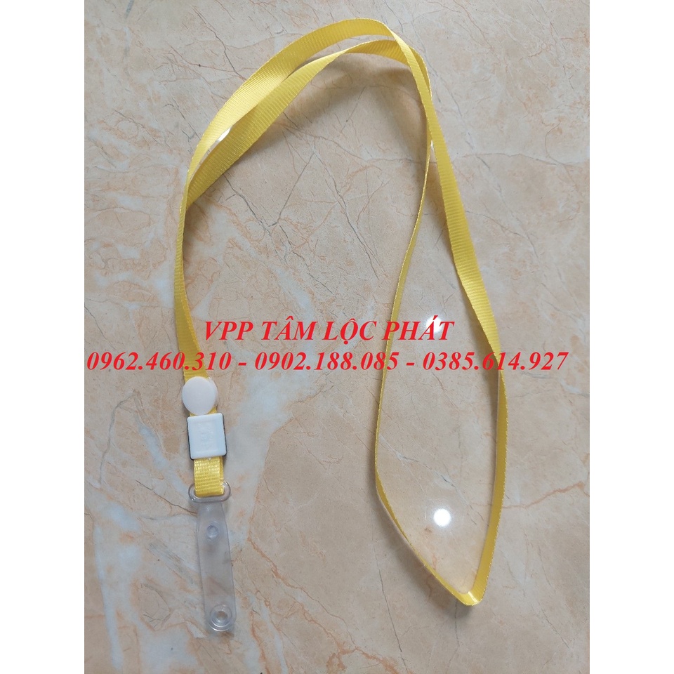 Sỉ 100 Dây đeo thẻ lụa móc nhựa MÀU VÀNG, bản rộng 1cm