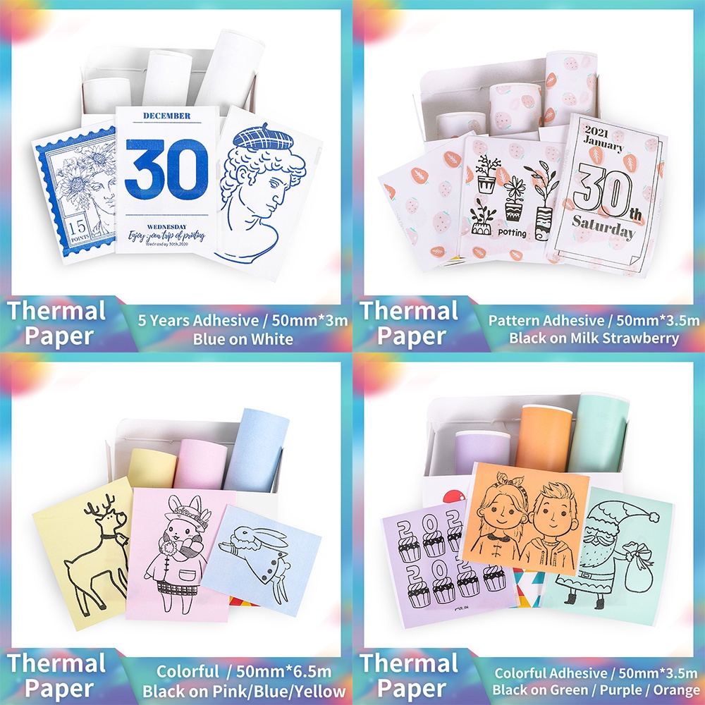 Set 3 Cuộn Giấy Dán Nhiệt Cho Máy In Phomemo T02