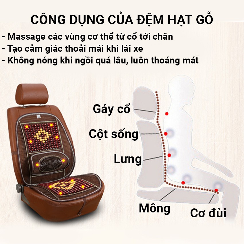 Đệm Lót Ghế Hạt Gỗ Hàng Cao Cấp, Đệm Lót Tựa Lưng Trên Xe Ô Tô Hàng XNK