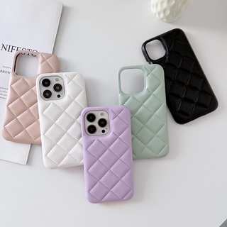 Ốp Điện Thoại Da PU Sang Trọng Thanh Lịch Cho Iphone 16 12 11 Pro Max 16 Plus Xr Xs Max X SE20 Hình Thoi Chống Sốc