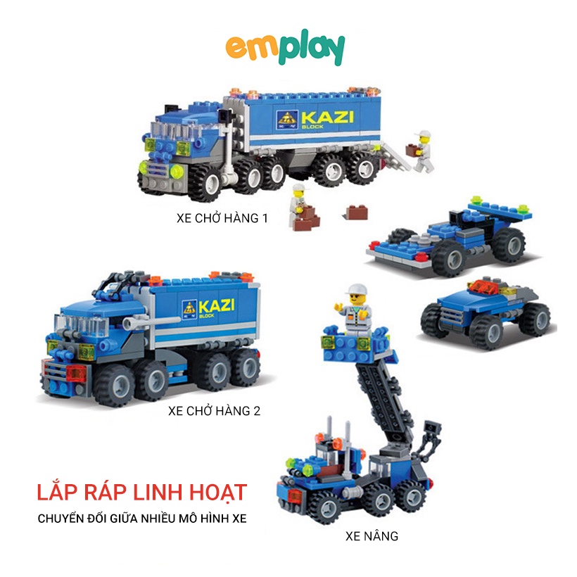 Đồ chơi lắp ráp xếp hình lego xe tải chở hàng Emplay 163 chi tiết bằng nhựa ABS cao cấp