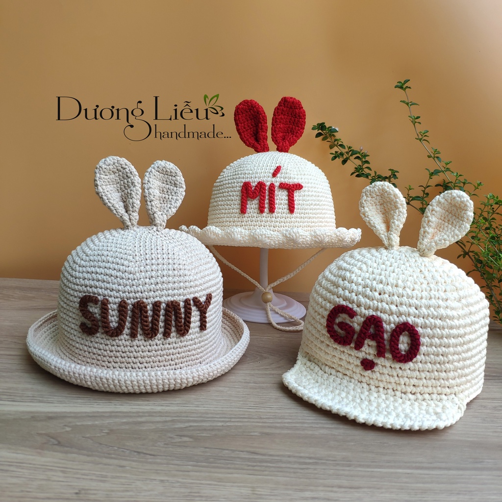Nón Tai Thỏ Có Thêu Tên Cho Bé