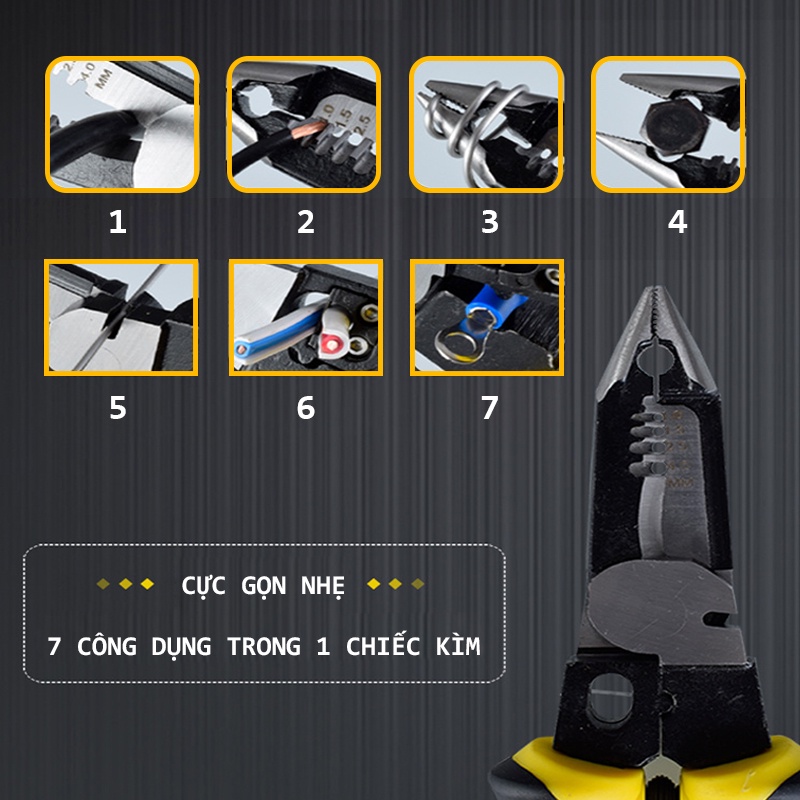 Kìm thợ điện đa năng 7in1 - Thép CRV
