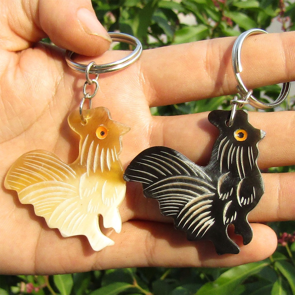 Móc Khoá Sừng Bò Châu Phi Chạm 12 Con Giáp MK09