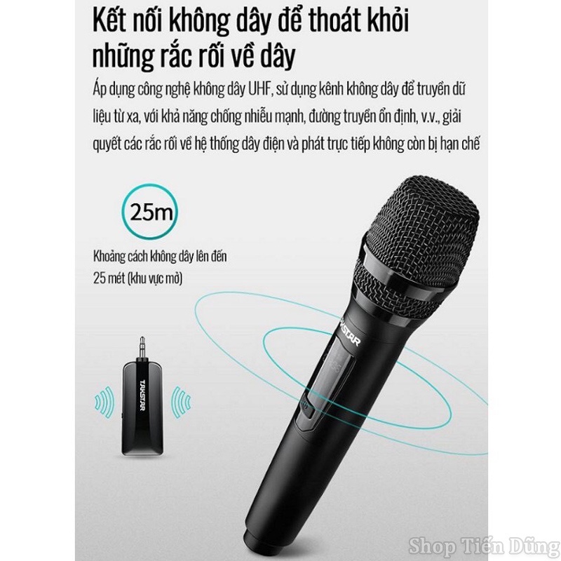 Mic Không Dây Đa Năng Cao Cấp Takstar TS K201 Ưu Điểm Chống Hú Bắt Xa Nhỏ Gọn Tặng Chống Lăn và Pin