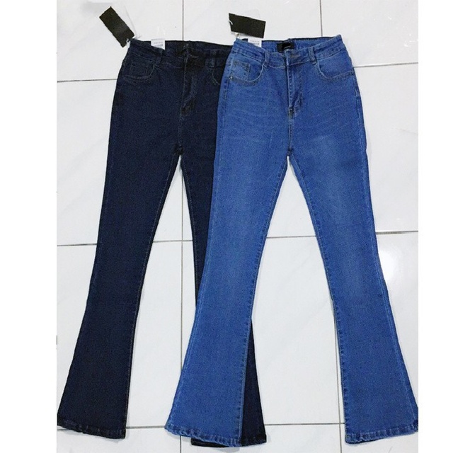 Quần jean ống vẩy 2 màu vải mềm dầy dặn co giãn | BigBuy360 - bigbuy360.vn