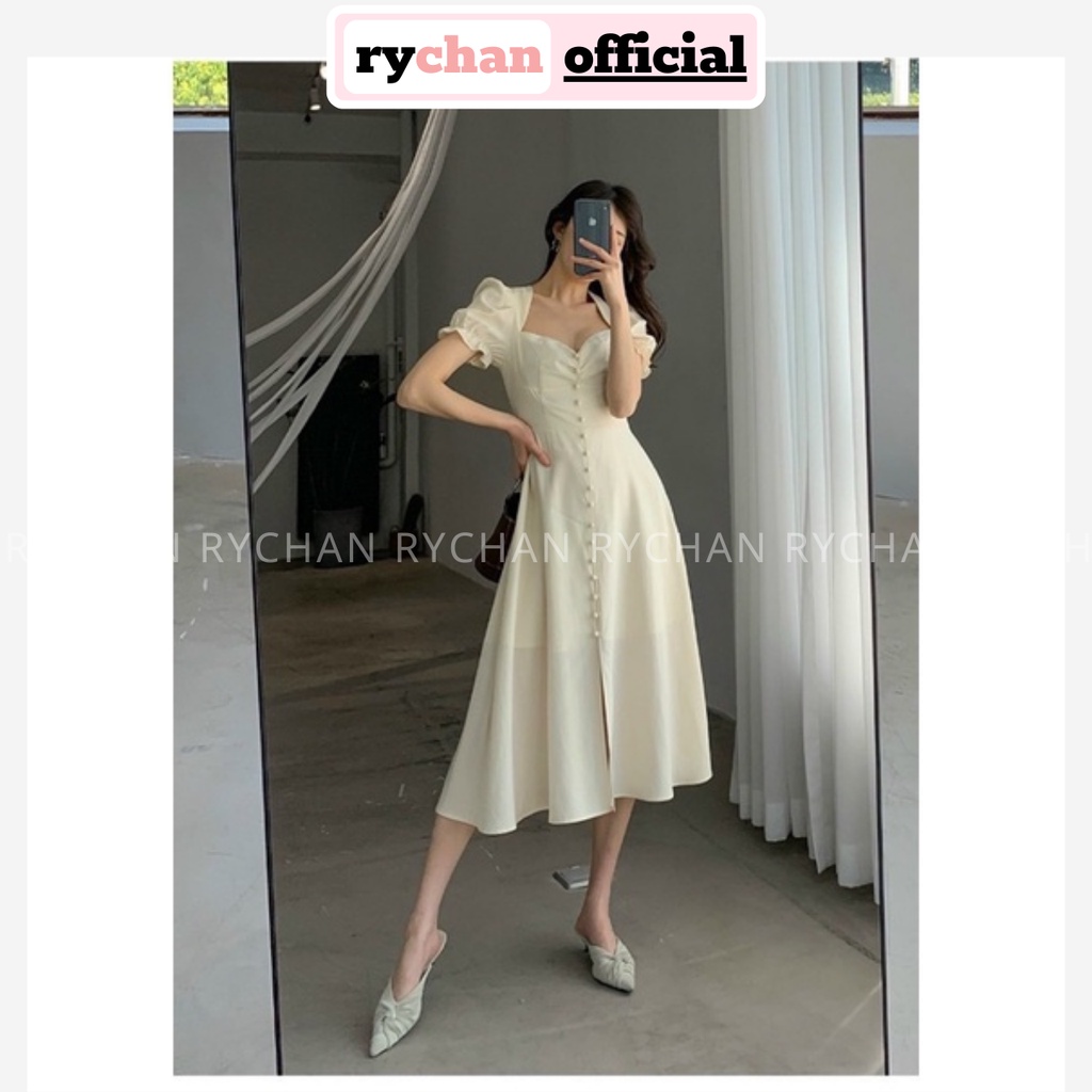Đầm Váy Nữ Dự Tiệc Cưới Nhúng Ngực Nút Bọc Tay Bo Ngắn Form Xòe Sang Chảnh Nhất Năm Màu Trắng [ẢNH THẬT CUỐI] - DX9707