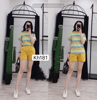 Sét áo kẻ và quần mix kẻ túi