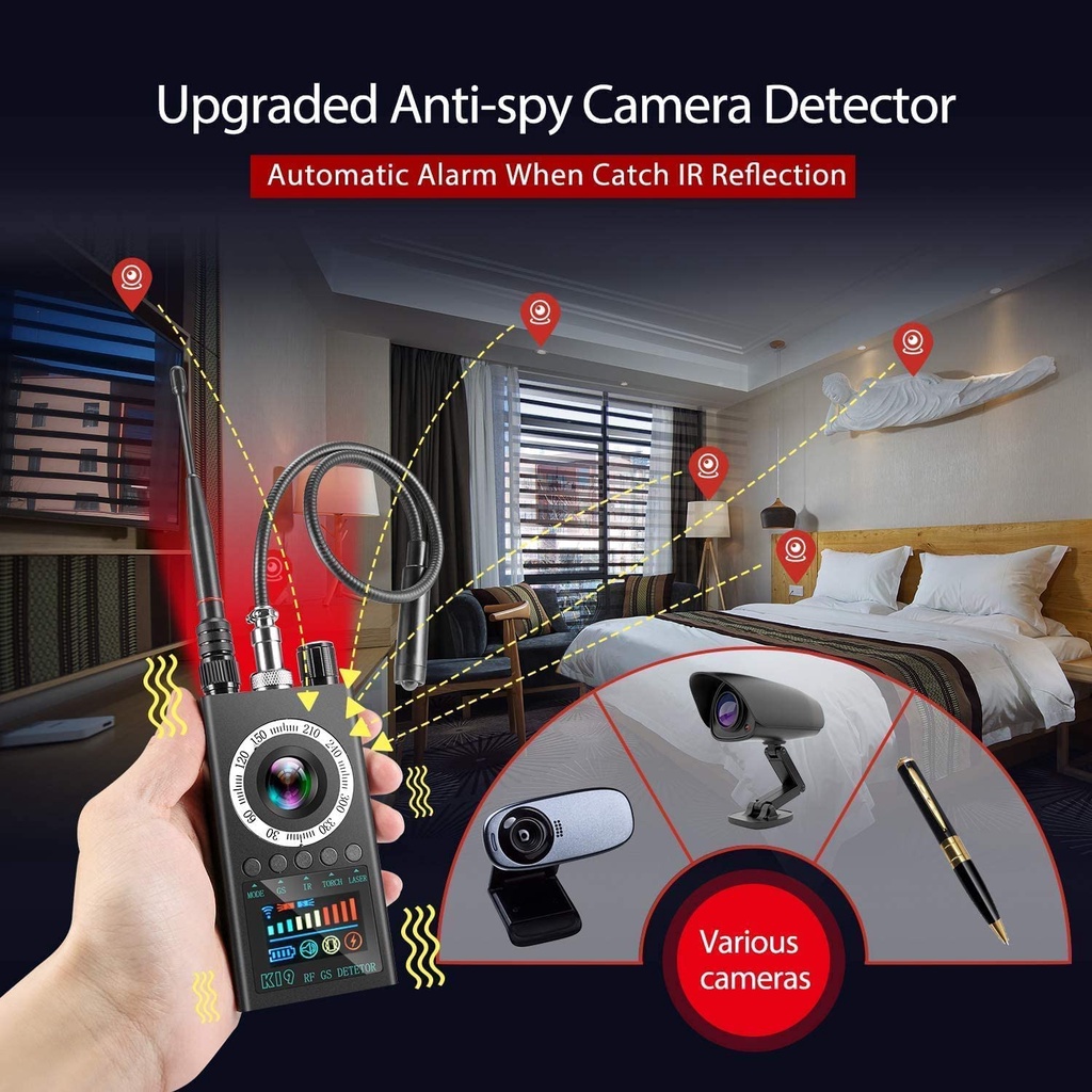 Máy dò thiết bị Nghe lén, Camera, GPS, Từ trường K19 RF Detector