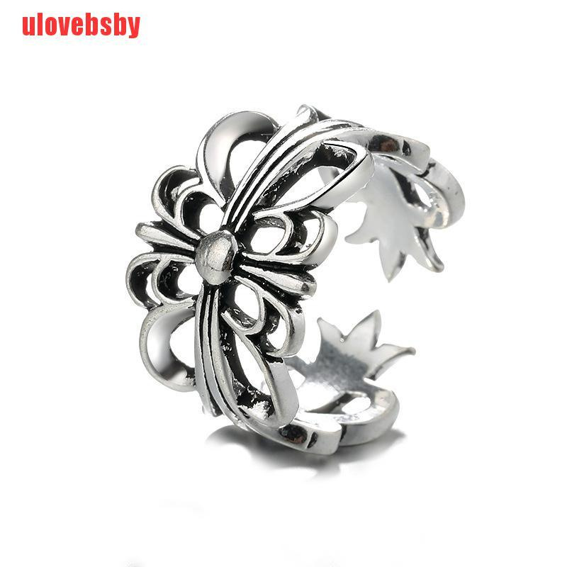 [ulovebsby]Vintage Punk Cross Flower Open Adjustable Knuckle Ring Unisex Jewelry Gift