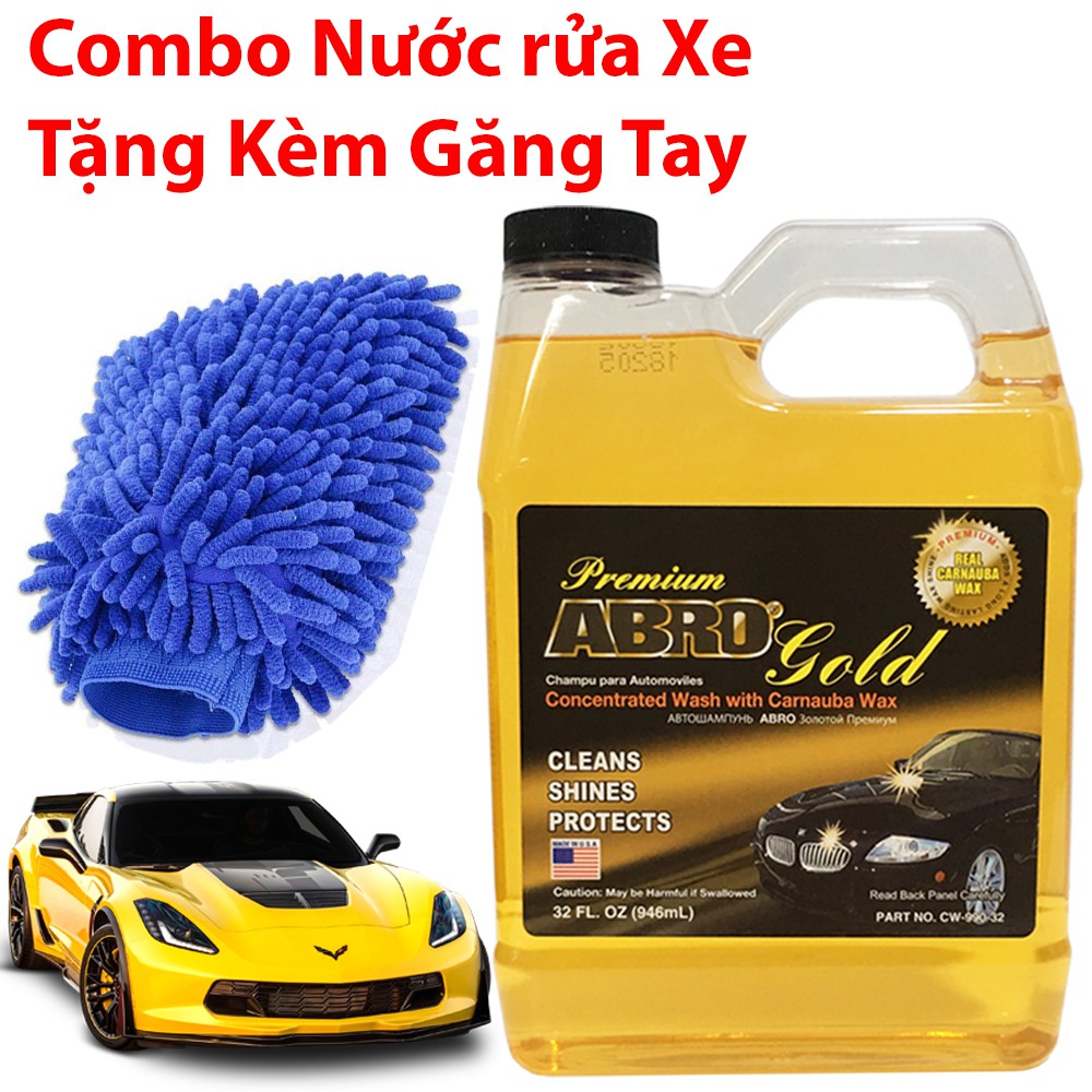 Nước Rửa Xe Ô Tô Bóng Sơn Abro Tặng Găng Tay Rửa Xúc Tu