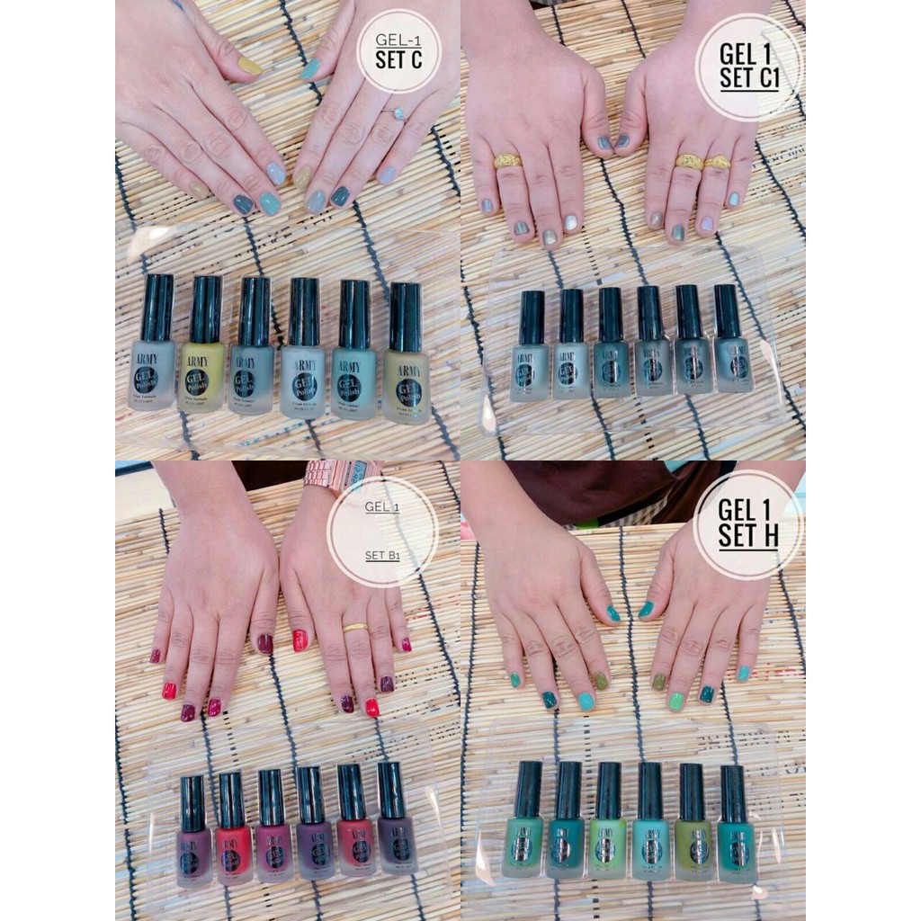 (Set 6 chai) Sơn móng tay lột không độc hại cao cấp ARMY GEL POLISH Thái Lan
