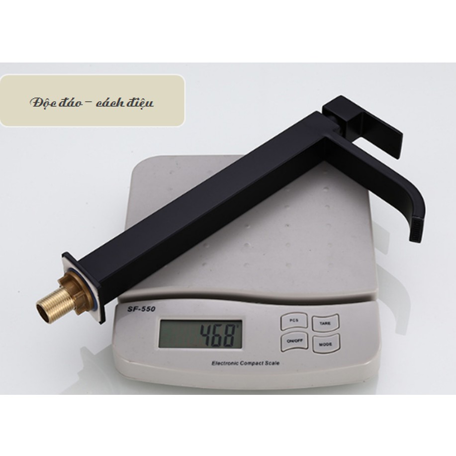 Vòi Lavabo lạnh cao vuông màu đen Inox 304 dùng cho lavabo nổi | BigBuy360 - bigbuy360.vn