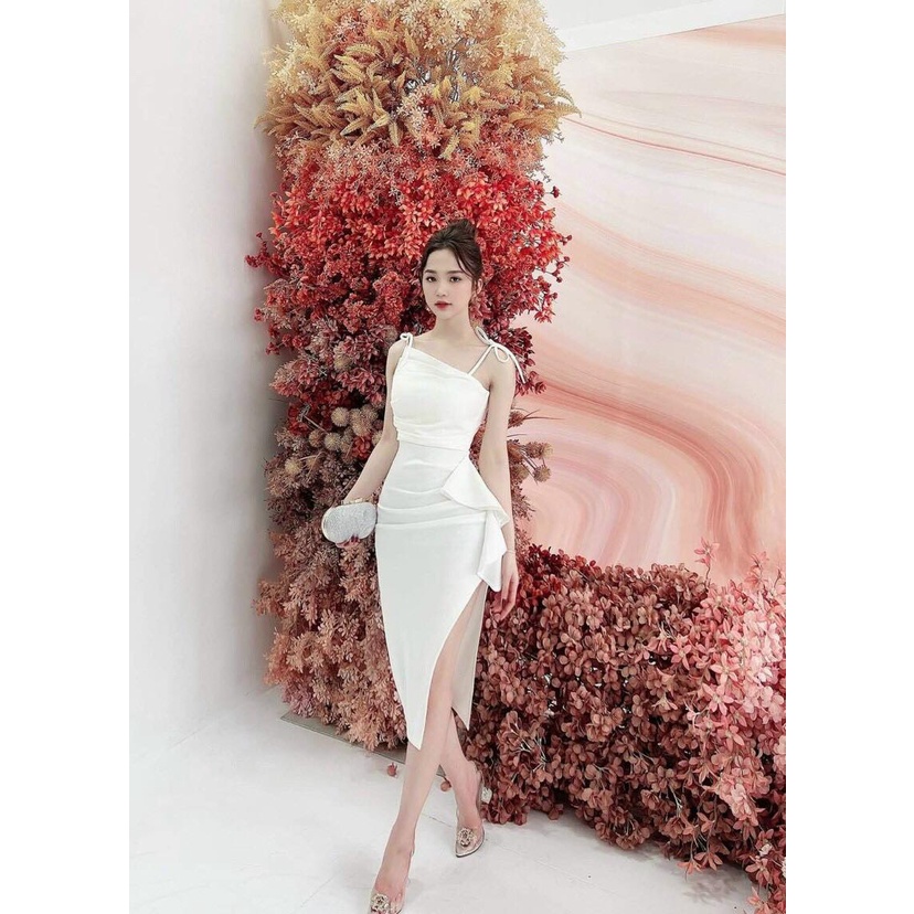 Đầm body 2 dây xẻ tà bèo hông xinh xắn  fashionzero - 65160