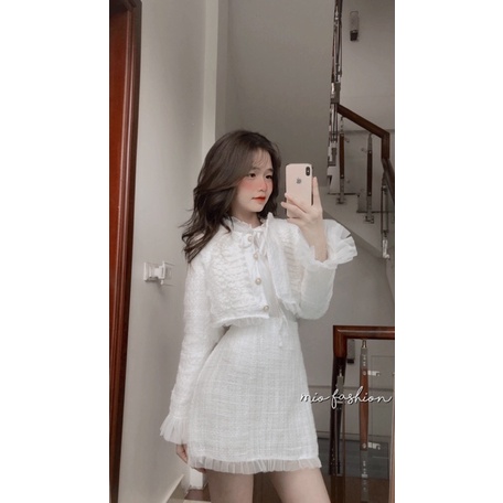 sét dạ phối bèo tiểu thư sang chảnh ( ảnh thật shop chụp) | BigBuy360 - bigbuy360.vn