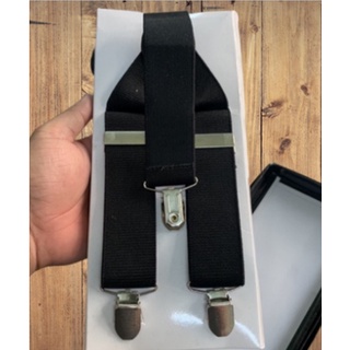 Dây đai quần chữ y nam bản 3,5cm-Suspender 3clips leather