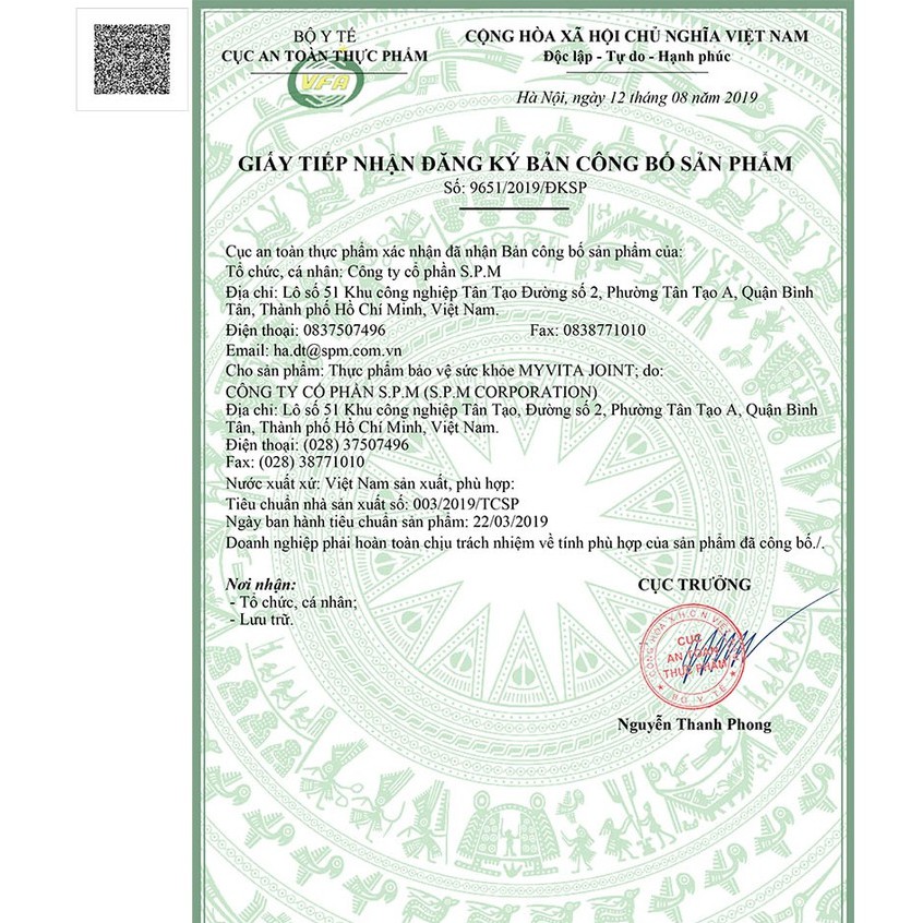 Myvita Joint –Hỗ  trợ điều trị thoái hóa khớp (Hộp 30 viên)