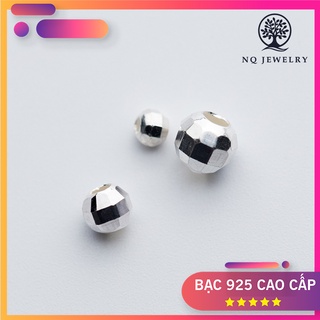 Charm bi bạc đa giác trơn xỏ ngang
