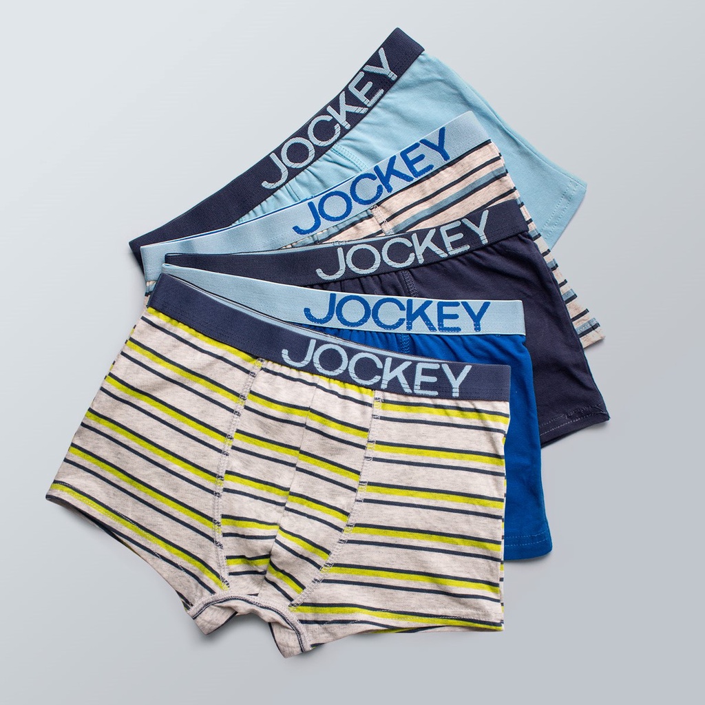 Hộp 05 Quần Lót Nam Jockey Kids Trunk Boxer Thun Cotton Kháng Khuẩn Cao Cấp Bé Trai Từ 6-12 Tuổi - 0330