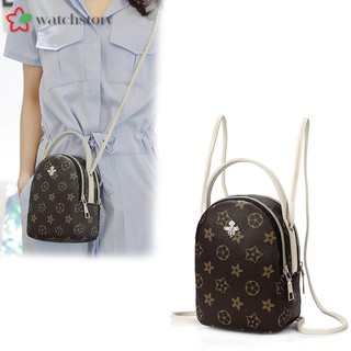 WS❤ Women Mini Backpack PU Leather Printed Shoulder Bag Zipper Handbag Casual Messenger Bags