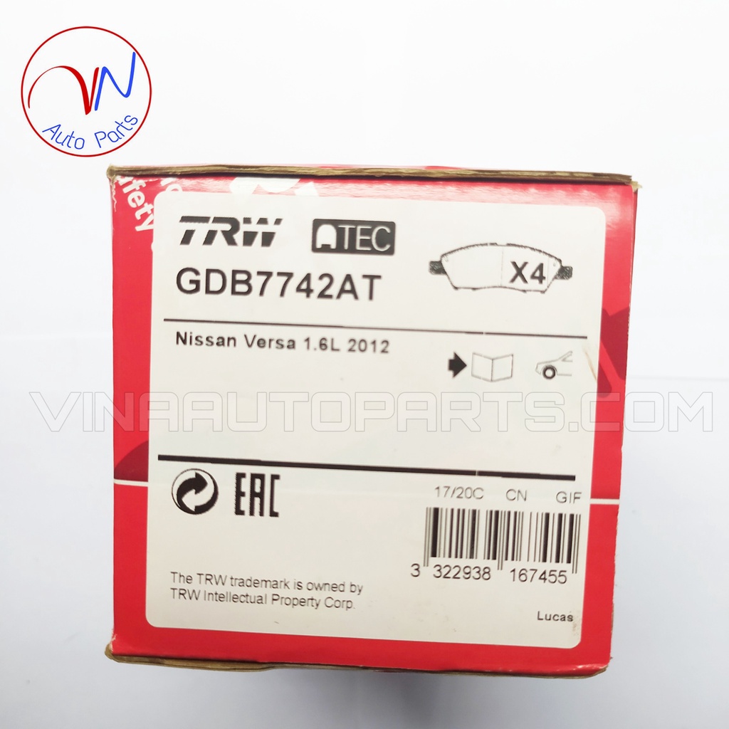 Má phanh đĩa trước Nissan Sunny đời thấp, Grand Livina - GDB7742AT.