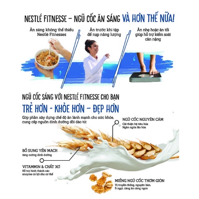 Bánh/ngũ cốc ăn sáng Nestlé Fitnesse Original  - Hộp 375g