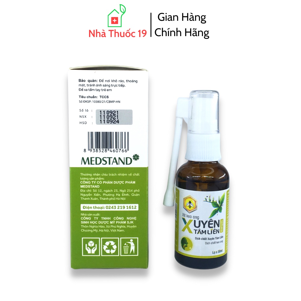 Xịt Họng Từ Keo Ong Xuyên Tâm Liên Cho Bé Từ 6 Tháng Giúp giảm ho và nhiệt miệng cho trẻ Lọ 30ml hoàn toàn từ thảo dược