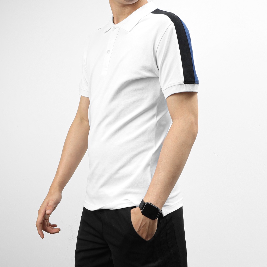 Áo thun polo nam phối sọc vai DILANO , Chất liệu cotton cá sấu cao cấp APD11 | BigBuy360 - bigbuy360.vn
