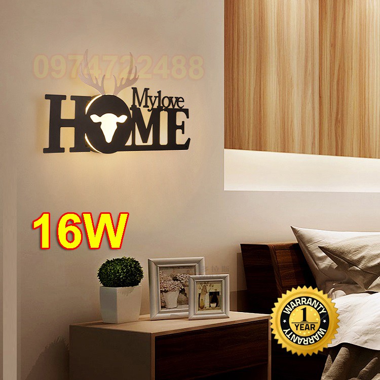 Đèn tường trang trí phòng khách phòng ngủ 16W C6578 hình chữ Home BH 12 Tháng