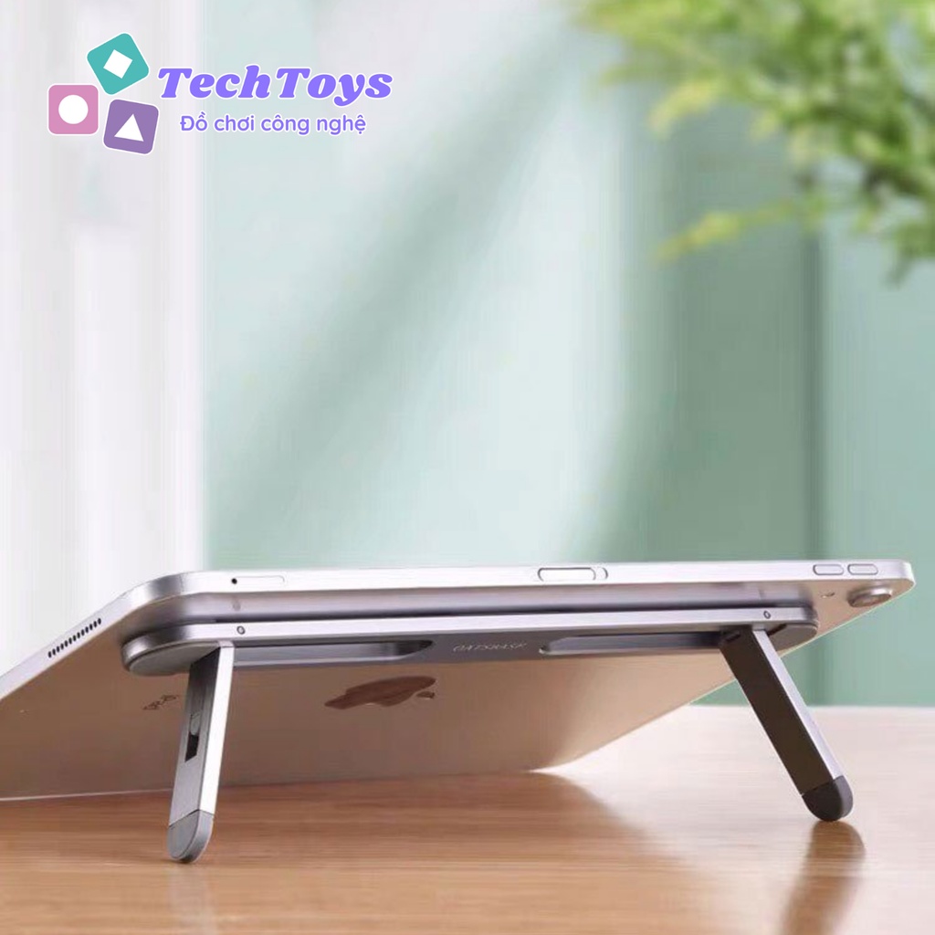 Giá Đỡ dán LAPTOP, MACBOOK, IPAD gấp gọn bằng nhôm điều chỉnh được chiều cao, đế tản nhiệt, kệ để, chân đế cho laptop