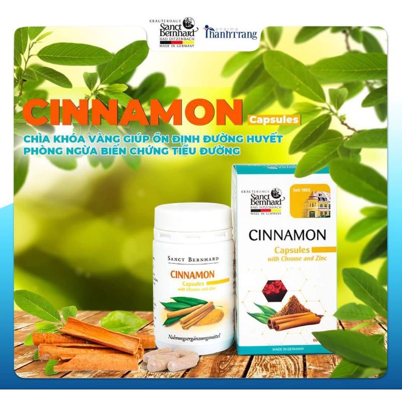 Cinnamon Capsules Kapseln  của Đức - Hỗ trợ cải thiện chỉ số đường huyết,phòng biến chứng do bệnh tiểu đường