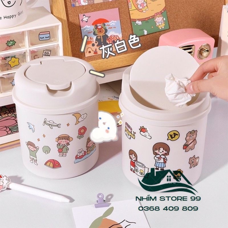Thùng rác mini cute để bàn học, thùng rác dễ thương