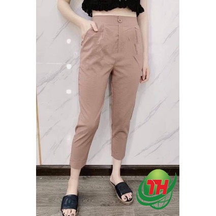 Quần baggy nữ chất đũi khuy cao cấp kèm ảnh thật TTS 1