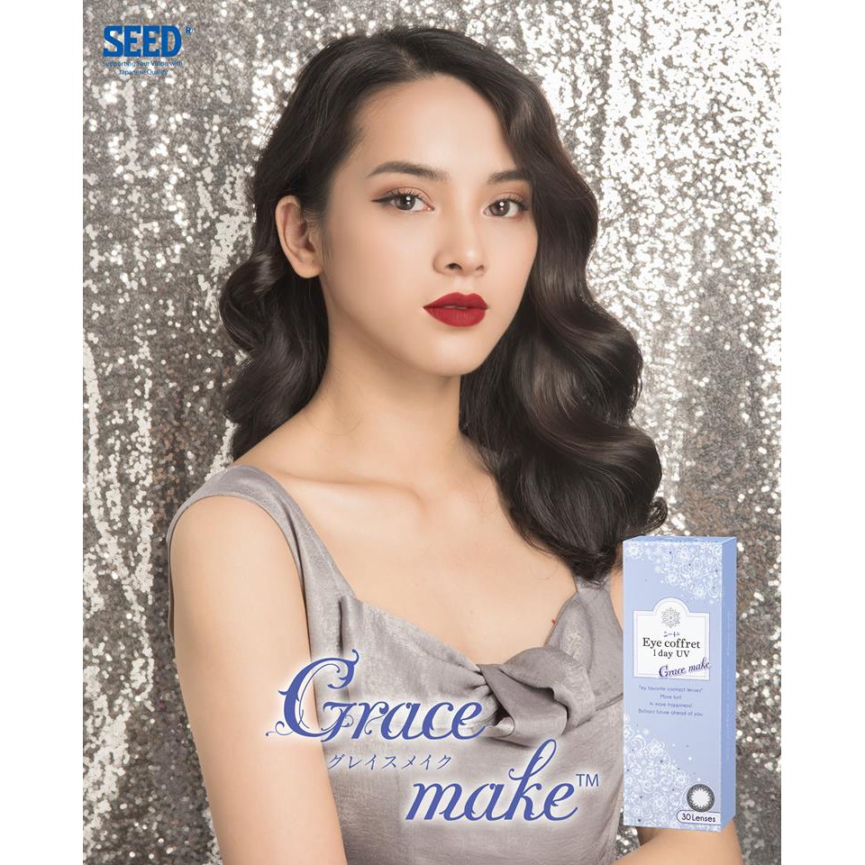 Kính áp tròng SEED dùng 1 ngày màu Grace Make, lens SEED eye coffret 1 day UV- Lens Optic