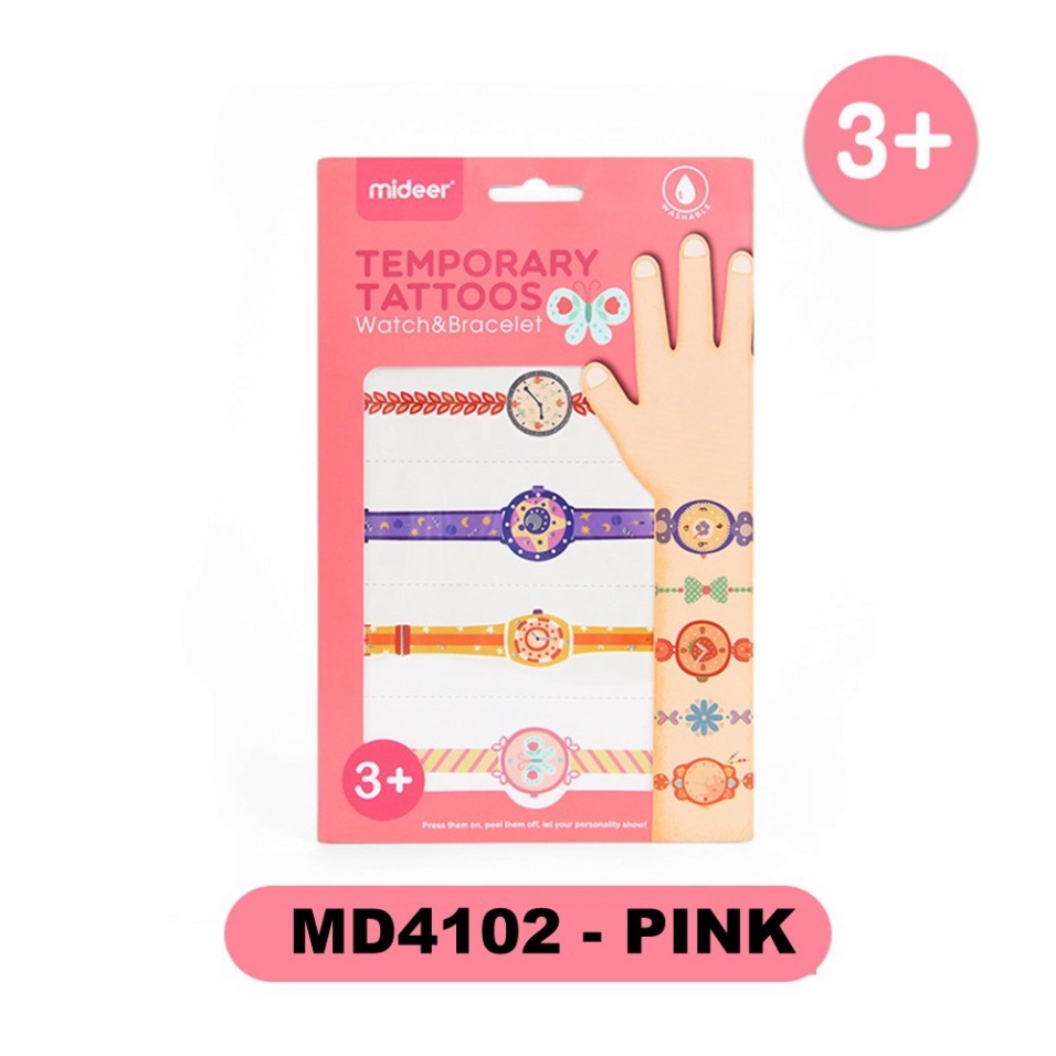 Miếng Dán Hình Xăm Đồng Hồ Và Vòng Tay Mideer Watch & Bracelet Temporary Tattoos Cho Bé - CleverKids