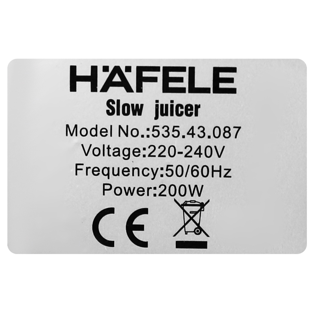 [Mã ELHA22 giảm 6% đơn 300K] Máy ép chậm Hafele GS-133 (535.43.811) 200 W - Chính hãng BH 12 tháng