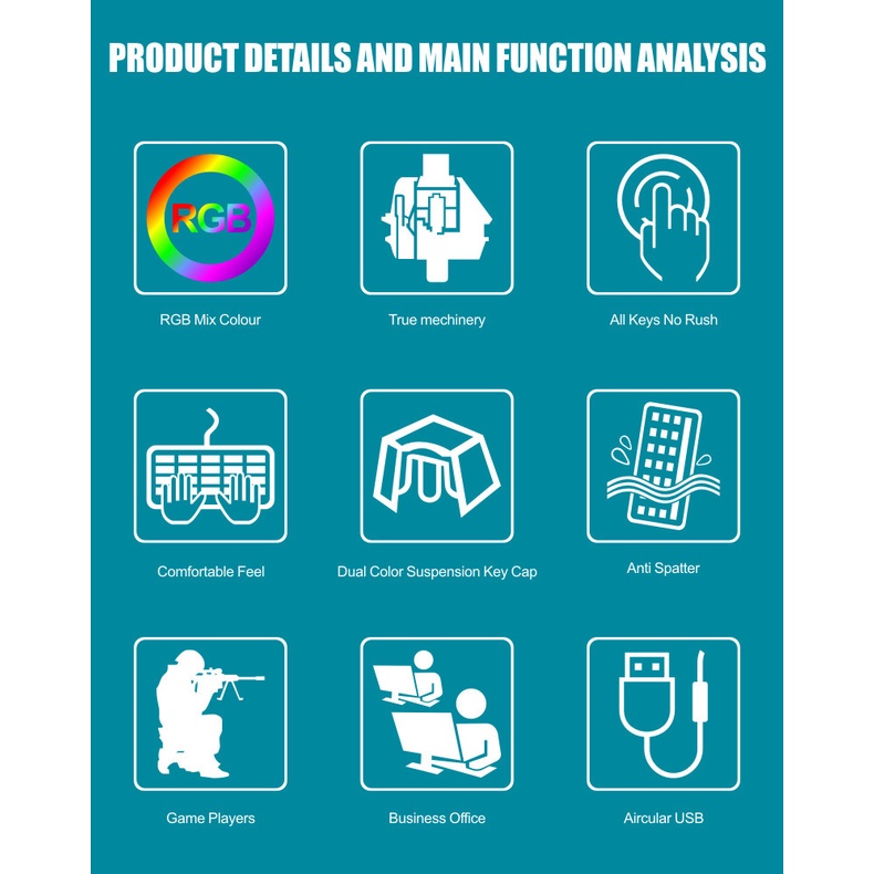 Bàn Phím Cơ JK300 104 Phím Chuyên Dụng Cho Game Thủ