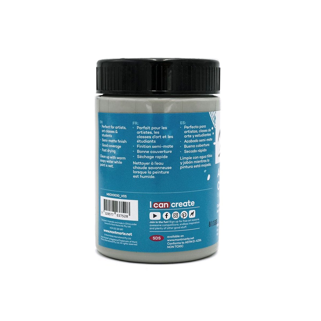 Màu Acrylic Mont Marte 300ml - Grey - Acrylic Colour Paint Signature 300ml (10.1oz) - MSCH3030