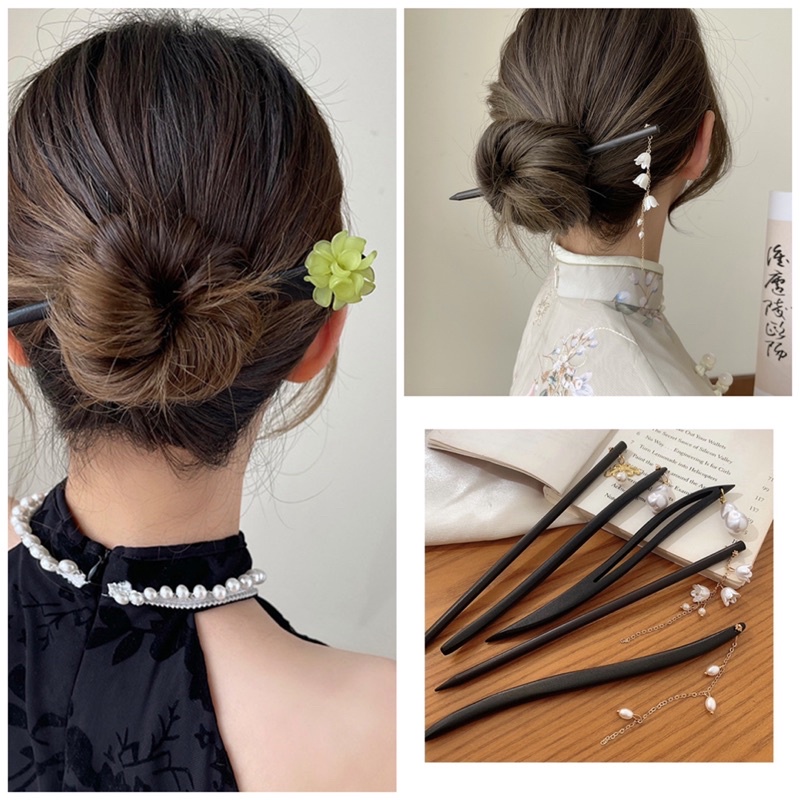 Trâm cài tóc gỗ phong cách cổ xưa retro, trâm gỗ búi tóc cho nữ truyền thống Trung Quốc
